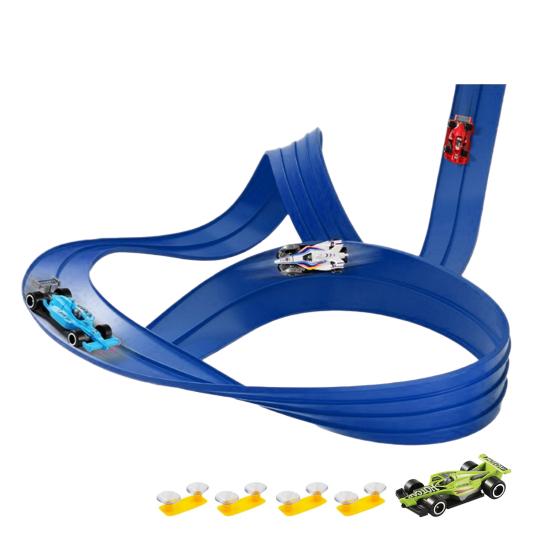 1 Set Kids Track Car Toy Kit with 8 Suction Cups Track Inertial Drive Alloy Car Connector DIY Toddlers Boys Girls Gravities Rail Car Educational Toy