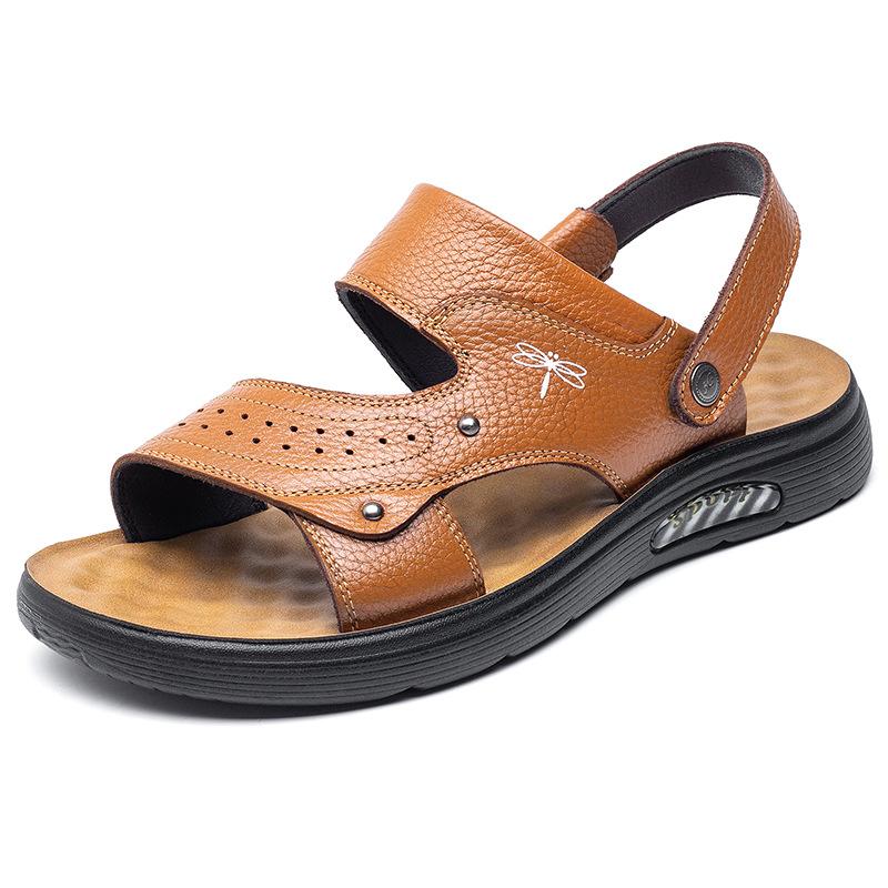 

Мужские пляжные туфли из коровьей кожи первого слоя, сандалии из натуральной кожи, нескользящие, двойного назначения 44