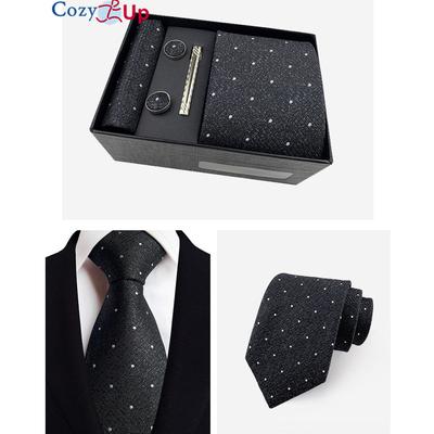 Set da 5 pezzi di cravatta da uomo Paisley con cravatta quadrata, sciarpa, polsino, fermacravatta, confezione regalo