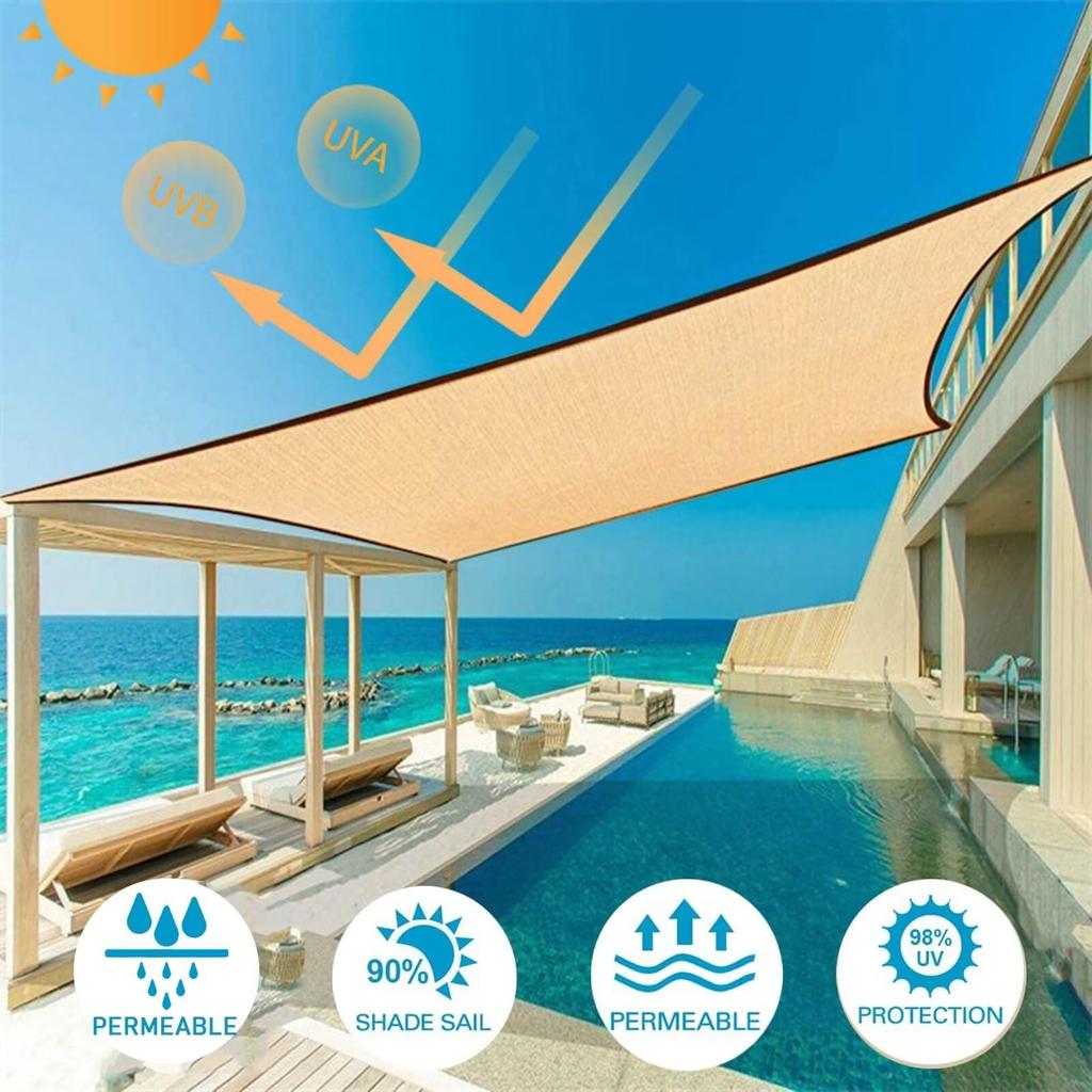 Beige Sunshade Net Easy to Install Black Sunshade Net for Balconies Courtyards And Swimming Pools UV-resistant Awnings