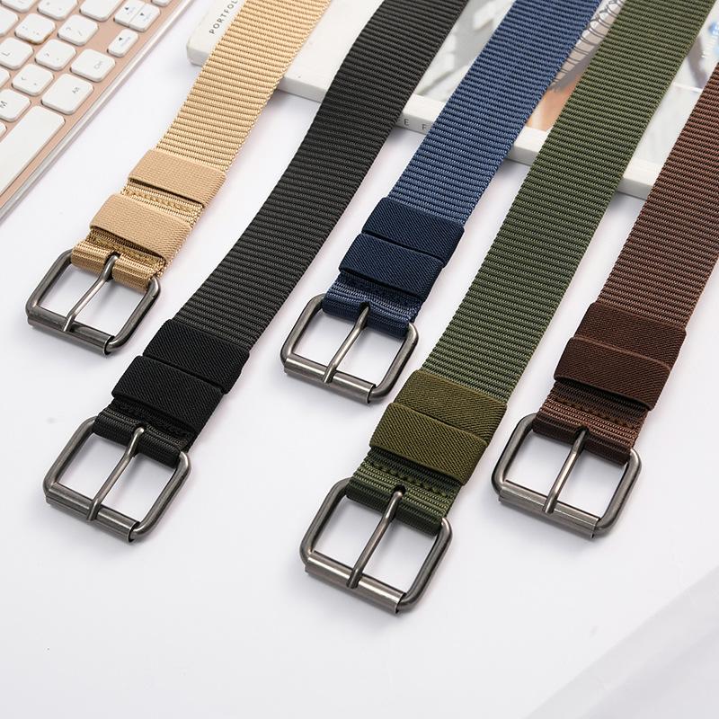 Men's Faux Nylon Pin Buckle Belt Fashion Outdoor Tactical Sports Belt Simple Trouser Belt