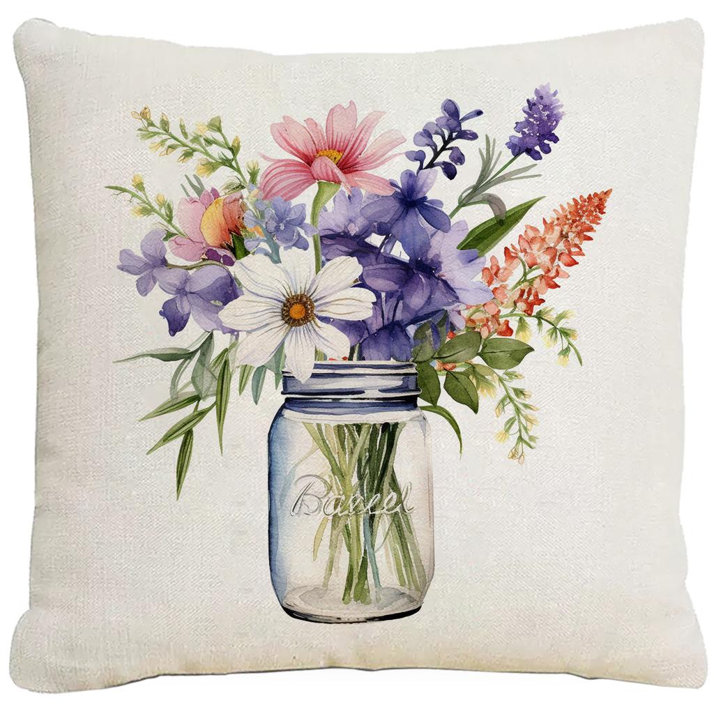 New Spring and Summer Flower and Bird Print Pillowcase Home Sofa Cushion Pillowcase
