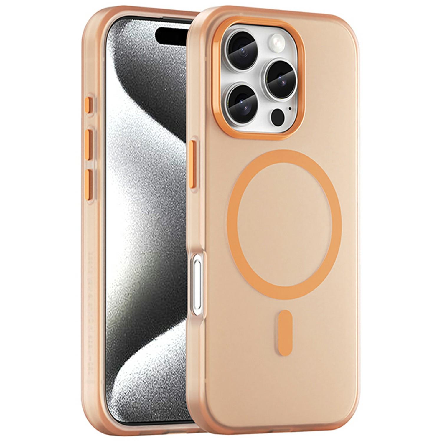 

For iPhone 16 Pro Case Compatible with MagSafe TPU+PC Slim Matte Translucent Phone Cover Orange