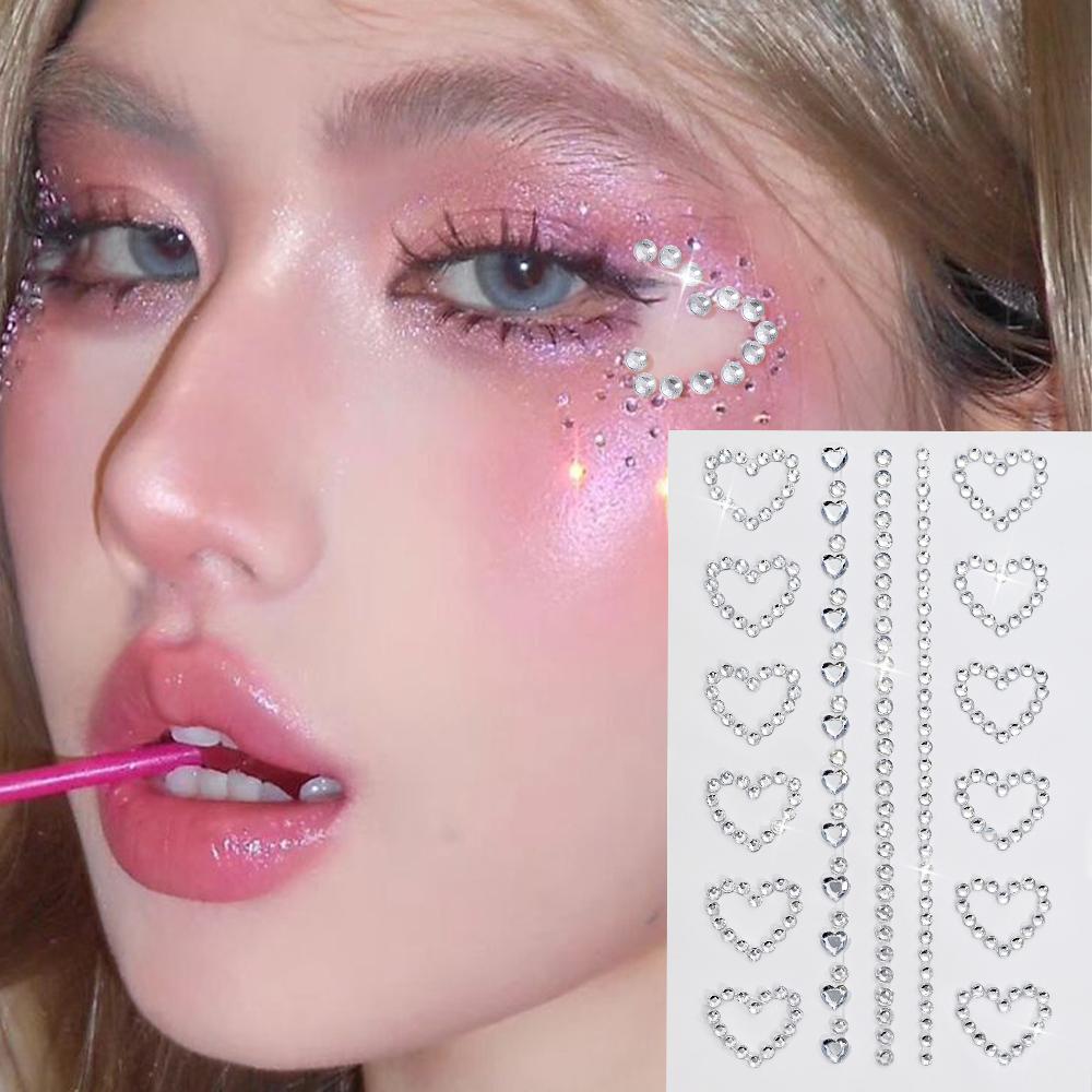 3D Strass Gezichtstattoo Stickers Voor Festival Glitter Make-up Sieraden Sticker Op Gezicht Kristallen Edelstenen Juwelen Diamanten Decoratie