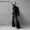 Steampunk Sinter Faux Fur Warm Crop Jacket Halloween Horror Demon Cosplay Costume Hooded Shaggy Black Gothic Fluffy Coat