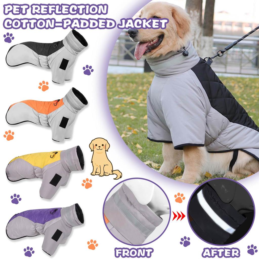 Winter Pet Clothes With Reflective Design, Thick Dog Clothing For Warmth, Dog Cotton Coat