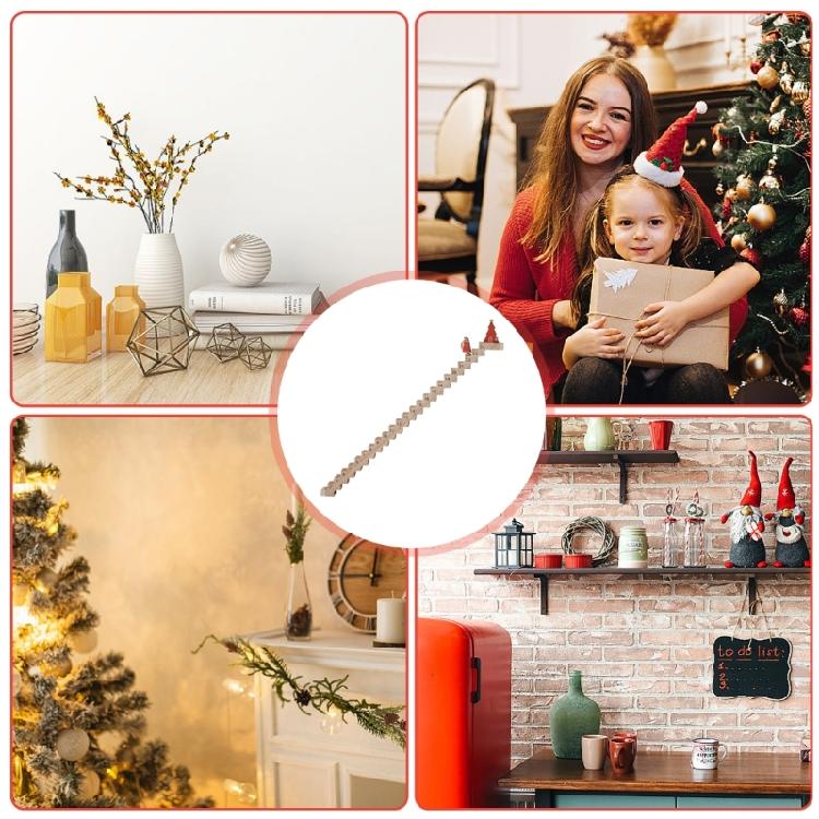 Santa Wood Advents Calendar Christmas Countdowns Calendar with Santa Climbing Stairs Wood Table Top Decors