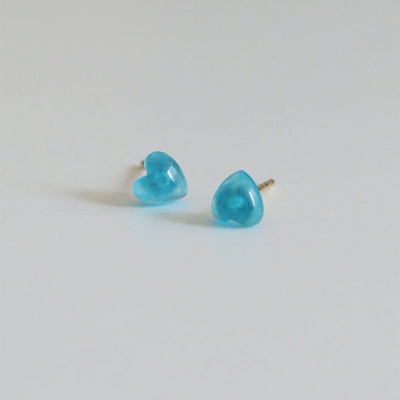 Modernlike 14k Blue Quartz Crystal Heart Earrings