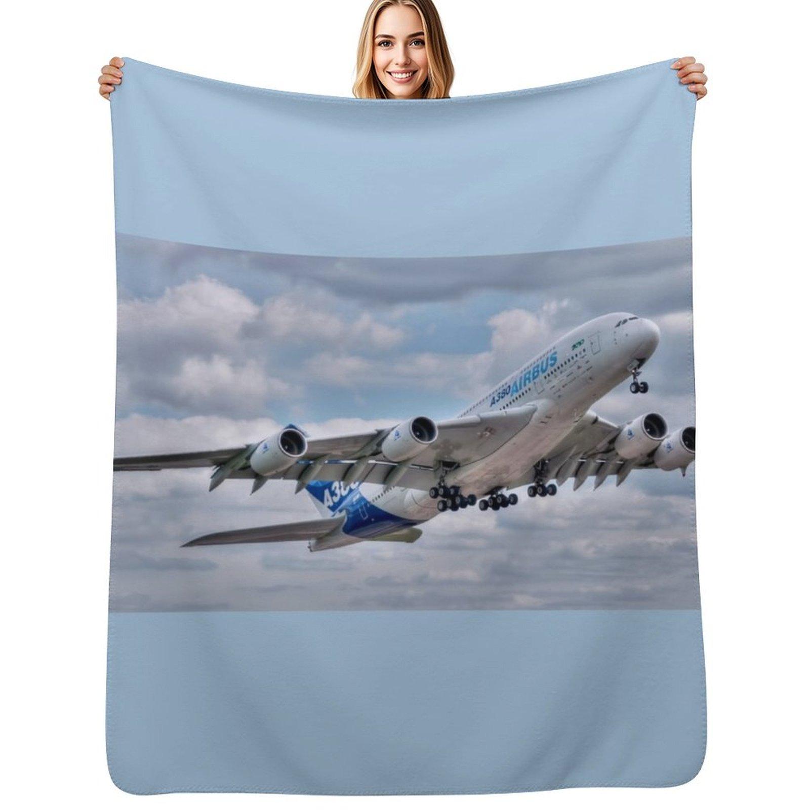 Airbus A380 - Take-Off Throw Blanket Air Conditioner Soft Blanket for Office Home Size: 75*100cm, Weight: 230 GSM