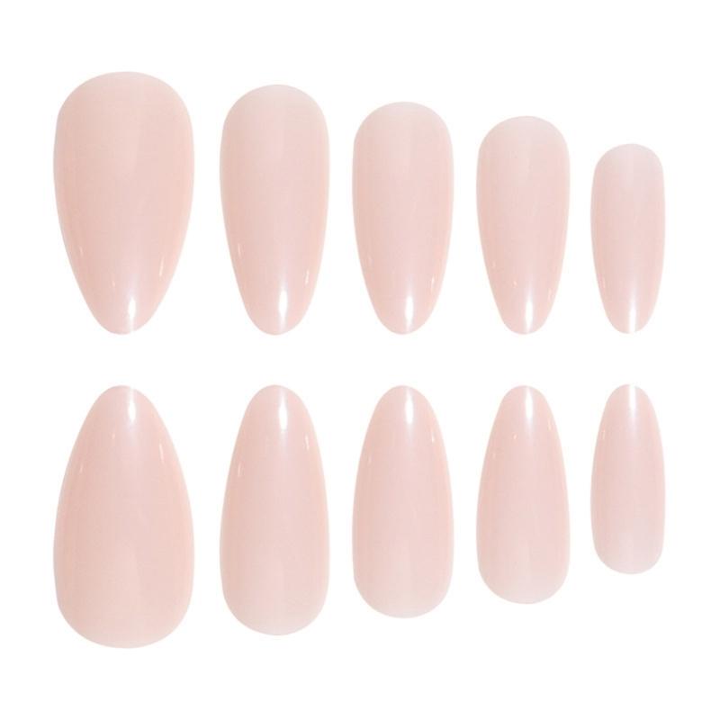 24 Buc. Unghii Artificiale Culoare Solidă Nude Presă pe Unghii Formă Migdală Adeziv Unghii False Lucioase pentru Petrecere