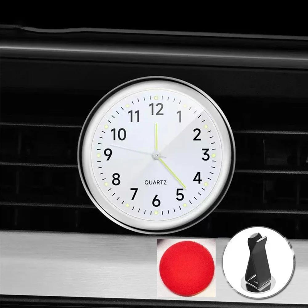 1pc Mini Car Clock Luminous Automobiles Internal Stick-On Quartz White 40mm Clocks Auto Watch Ornament Mechanics Digital Bl W8I4
