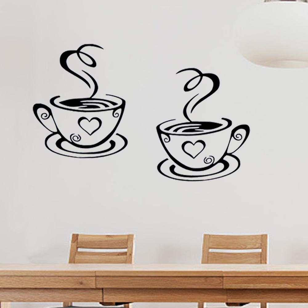 Mural Decal Kitchen Restaurant Wall Decor Art Vinyl Cafe Tea Wall Stickers Coffee Cups Stickers