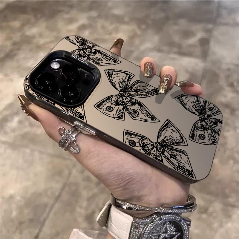 Aesthetic Wealth Bowknot Phone Case For iPhone 17 Air 16 15 13 12 11 Pro Max Pro Plus Anti-Scratch Protective Funda Cover