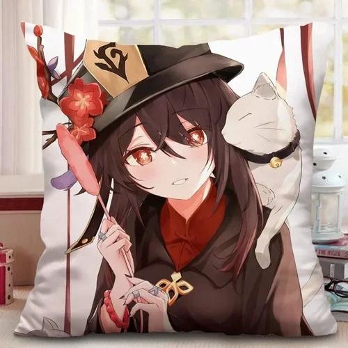 Genshin Impact Ху Тао Кли Чжун Ли Венти Наволочка Квадратная Подушка Двойная Косплей Аниме Наволочка ПодарокH,(3) 30x30cm