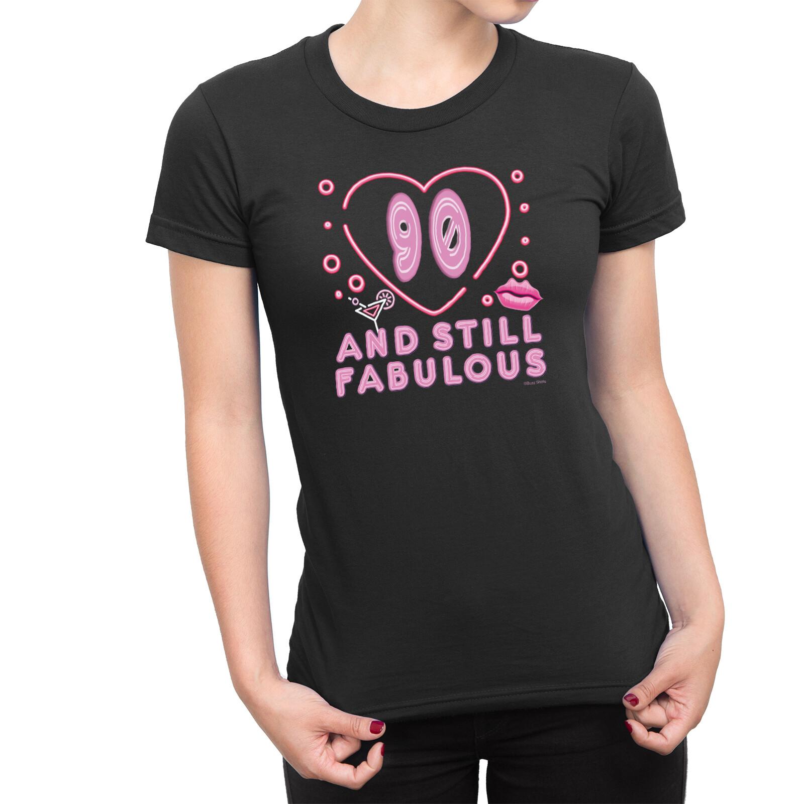 Ladies 90th Birthday T-Shirt Mens Womens Tees Top Eco Friendly FABULOUS LIPS 90 YEARS Gift S