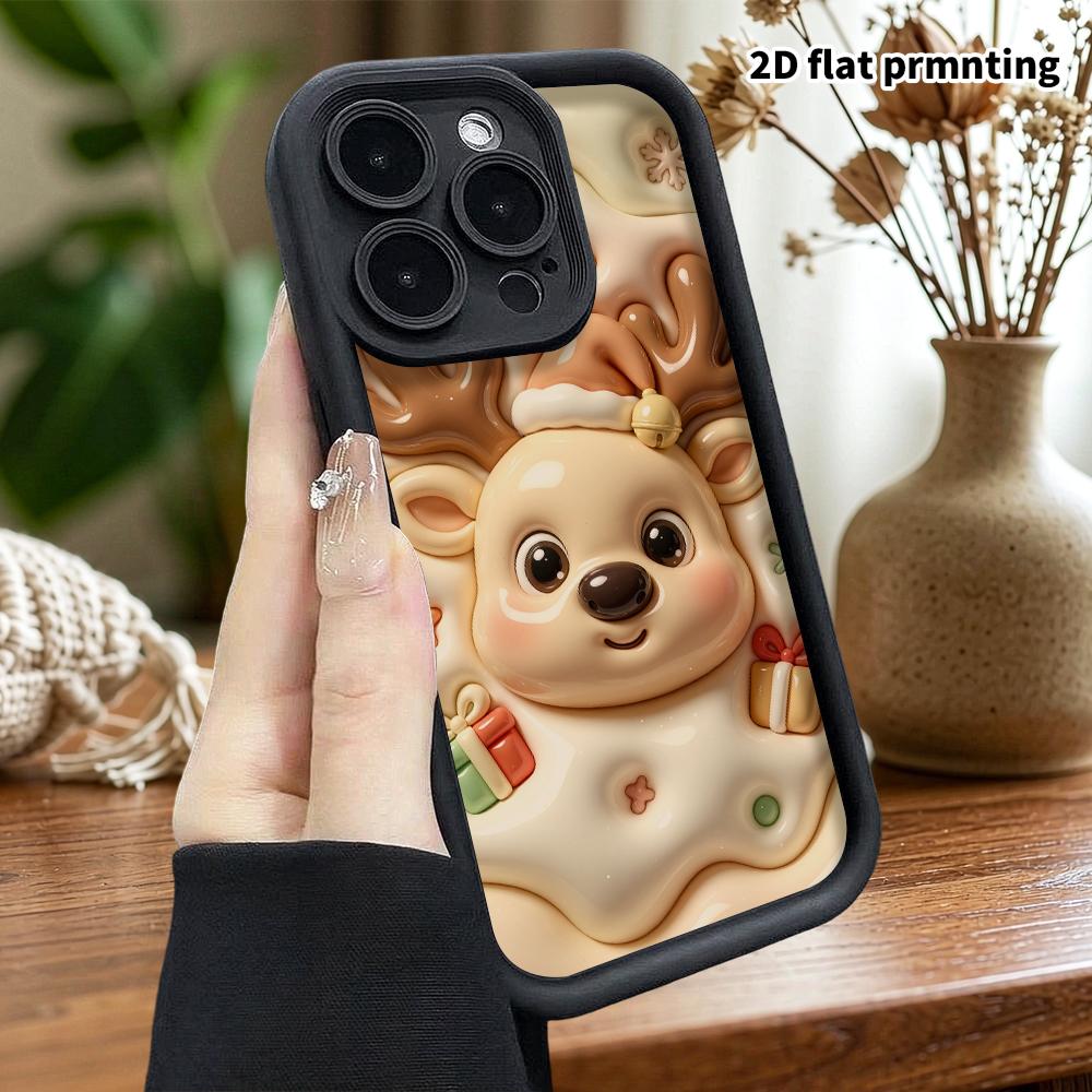 Phone Case: 2D Flat Design Suitable for iPhone 18 17 16 15 14 13 Pro Protective Case, Christmas Reindeer, Perfect Holiday Gift for Christmas and Hallo