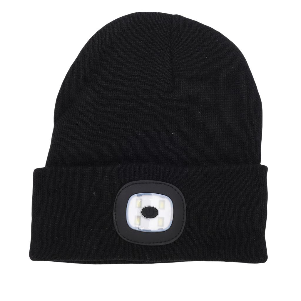 Winter Knitted Hat with Detachable Light Warm USB Rechargeable LED Headlamp Hat for Running Camping Cycling Fishing