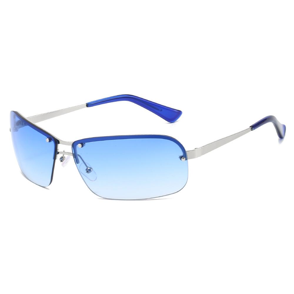 New Luxury Semi Frameless Gradient Rectangular Women Sunglasses  Retro Future Technology Design Punk Men Sun Glasses Uv400