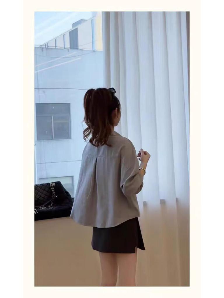 Korean Striped Shawl Long Sleeve Two-Piece Set for Women - 2026 Autumn Slimming Versatile Top