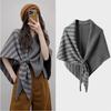 Warm British Triangle Scarf Knitted Shawl Wrap Retro Triangular Scarf  Winter