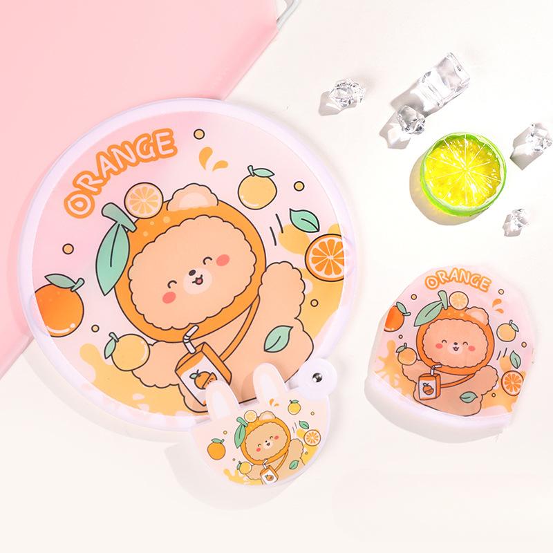 1PCS Cute Folding Fan with Reflective Board Cartoon Portable Fan Small Fan Student Mini Fabric Group Fan Folding Fan