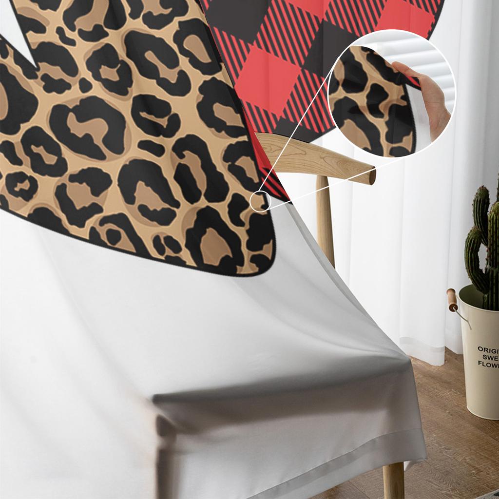 Valentine 'S Day Love Red Leopard Plaid Tulle Curtains For Living Room Decoration Modern Chiffon Sheer Voile Kitchen Curtain