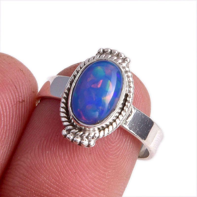 

Подарочное кольцо из стерлингового серебра 925 пробы с натуральным эфиопским опалом S.7.5 g3o44