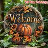 Vintage Tin Sign Autumn Pumpkin Welcome Wall Decor Home Cafe Bar