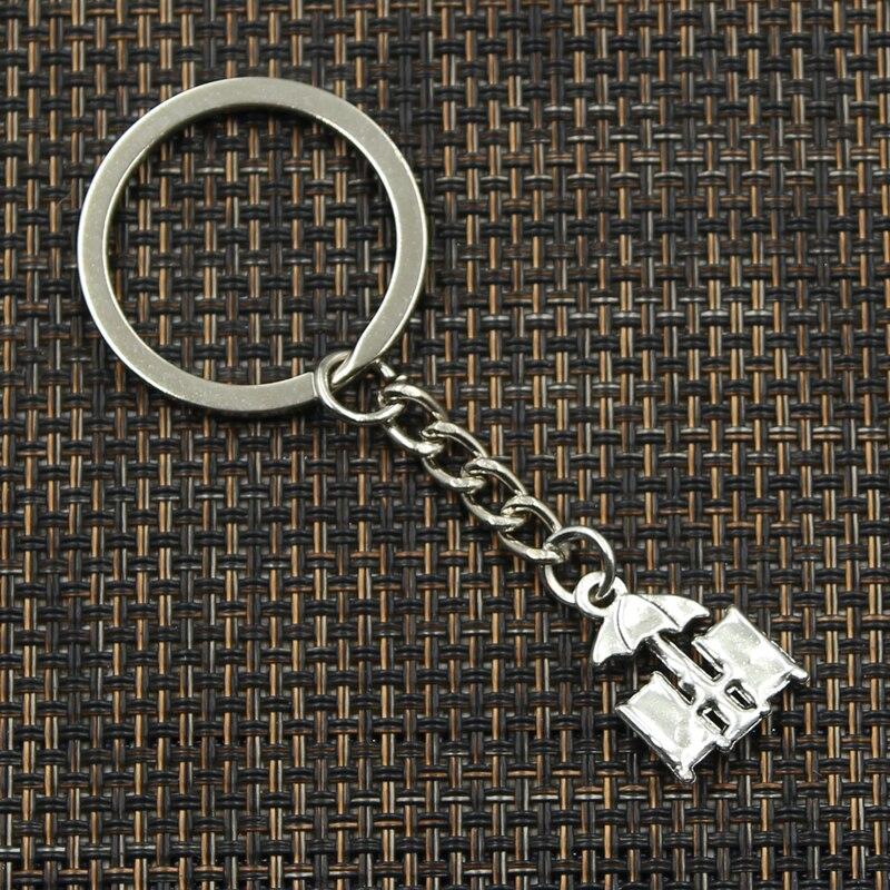 Módní 30mm přívěsek na klíče Kovový přívěsek na klíče Klíčenka Šperky Starožitný stříbrný plážový deštník 20x14mm přívěsek