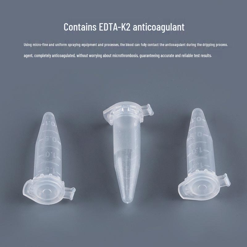 EDTA-K2 Anticoagulant Centrifuge Tubes: Bullet Head 0.5ml, 1.5ml, 2ml for Hematology Analysis, Free Shipping