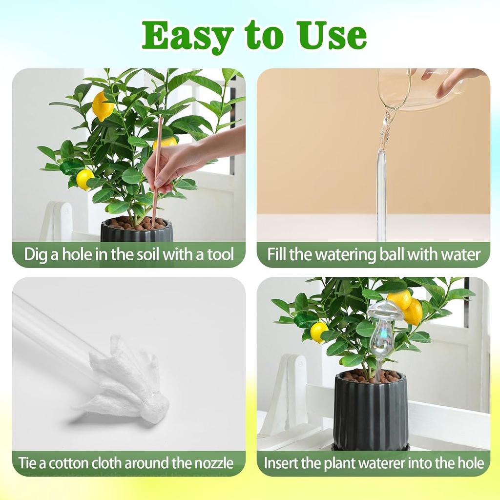 Self-Watering Glass Plant Globes-Iridescent Rainbow Gradient Watering System with Slow Release,for Indoor/Outdoor Potted Plants