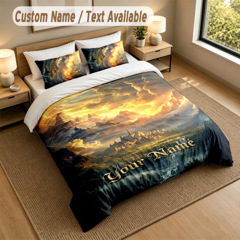 3Pcs Bedding Set Custom Name Text, 1 Sheet 2 Pillowcases Home Bed DecorWorld of Warcraft