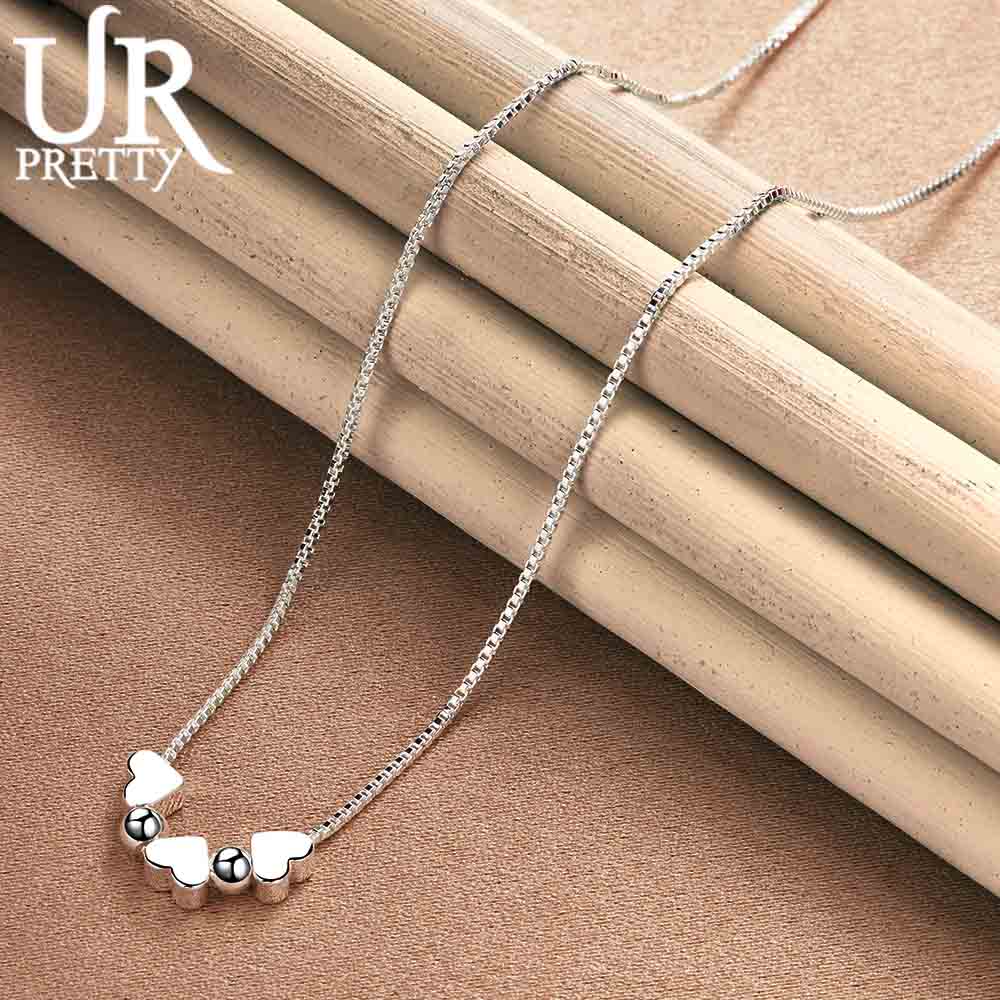 925 Sterling Silver Heart-shaped Snake Chain Necklace Fashion Wedding Jewelry