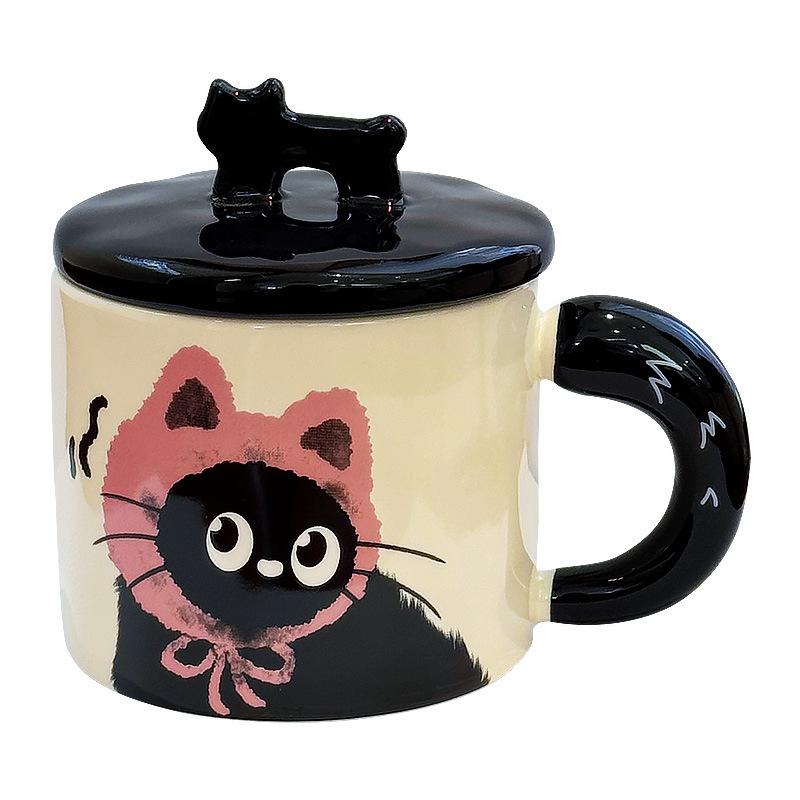 Cute Cat Cup Office Mug with Lid Water Cup Ceramic Couple Gift Souvenir Gift Box Birthday Gift