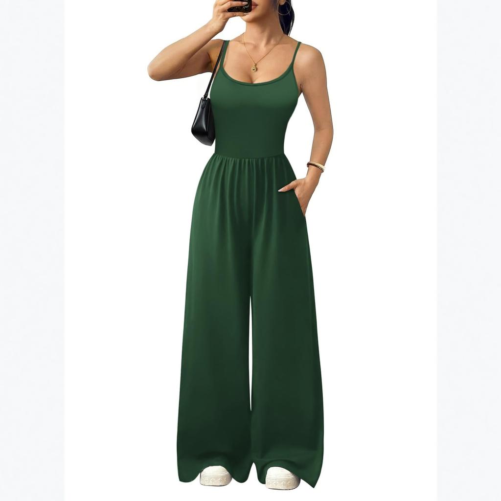 Jumpsuits For Women Sleeveless Spaghetti Strap Womens Jumpsuit  Wide Leg Summer Romper With Pockets 2026
