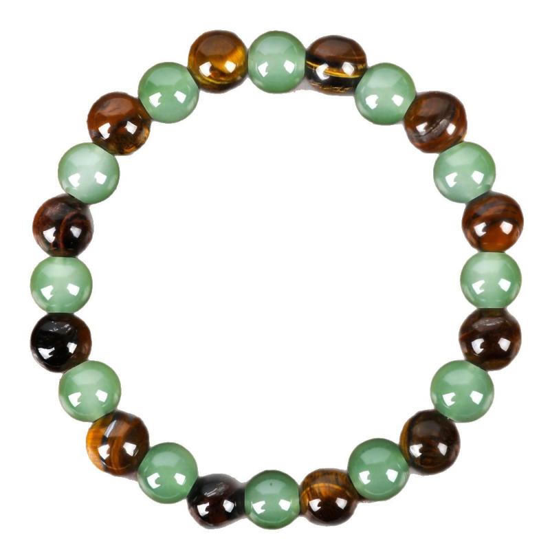 Elegant Yellow Tiger Eye And Green Aventurine Semi-Precious Stone Strand Bracelet For Fashion Lovers Luxury
