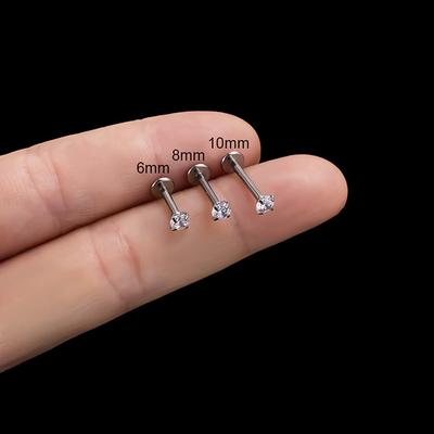 1 Stück 4-Krallen-Innengewinde G23 Titan Chirurgisches frisches Piercing 16Gauge Labret Stud Ohr Helix Tragus Piercing