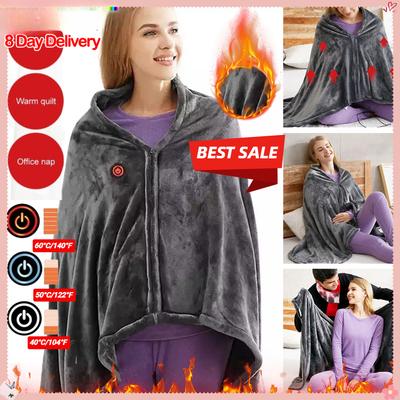 Coperta riscaldante elettrica con ricarica USB, scialle riscaldato a 3 livelli di riscaldamento, in pile di corallo, morbido e caldo, per l'ufficio domestico all'aperto