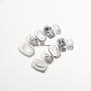 Jia Niangzi Handmade Short French Transparent Gray-White Cat Eye Pearl Rhinestone Detachable Nail Stickers