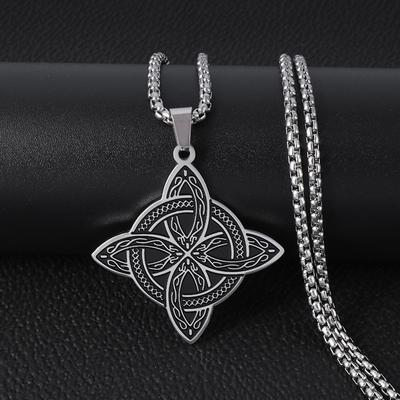 Viking Style Celtic Knot Pendant Stainless Steel Mens Amulet Necklace