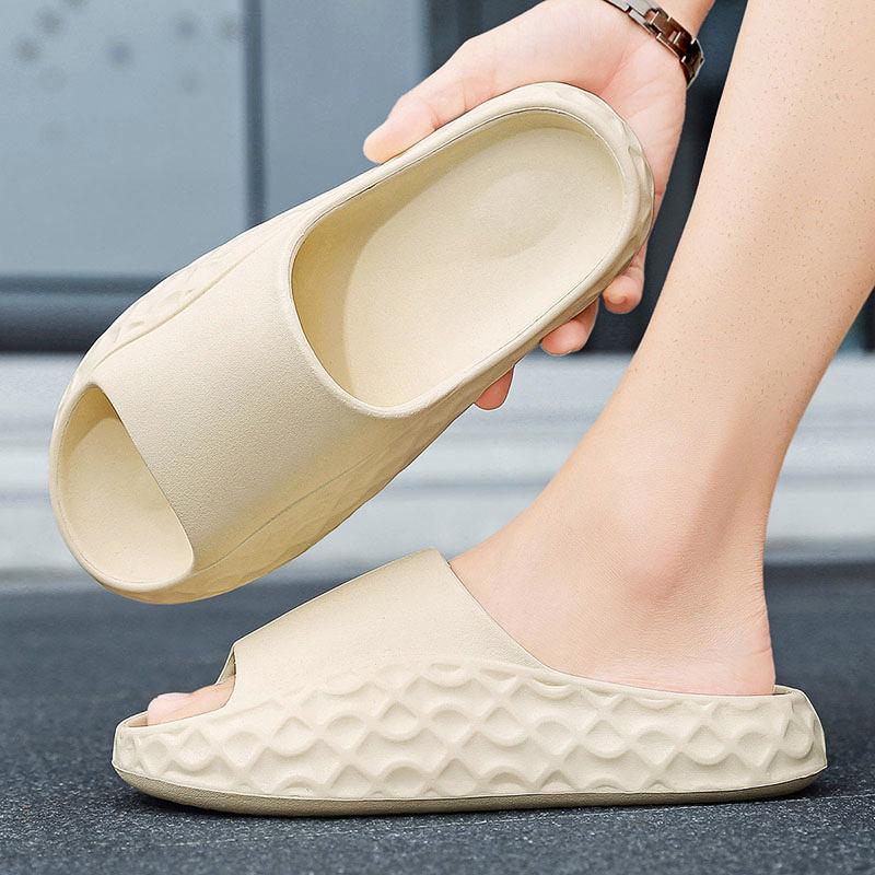 

Тапочки мужские летние домашние для ванной комнаты, нескользящие, на толстой подошве, сандалии для выхода, с ощущением наступания на дерьмо, спортивные пляжные сандалии 40 бежевый