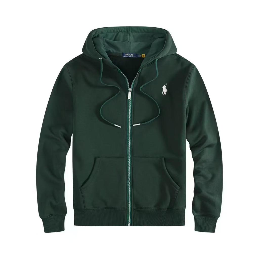 Sweat à capuche ample unisexe 2025: Gilet Décontracté Couleur Unie avec Broderie Petit Cheval Fermeture Éclair