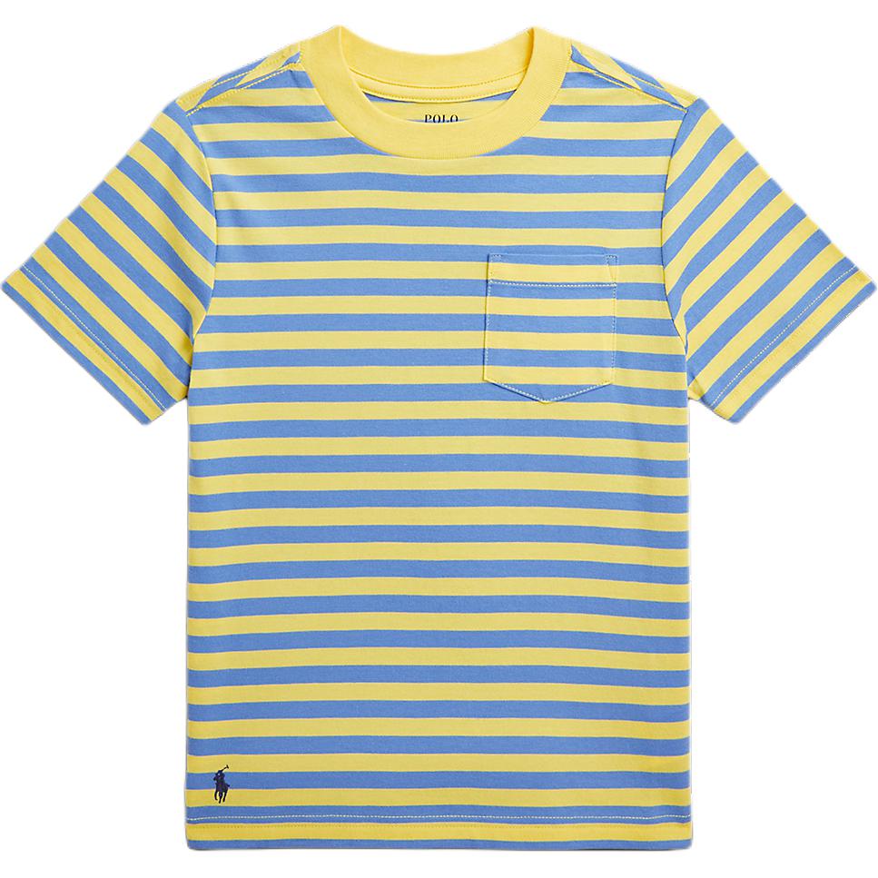 

Polo Ralph Lauren Kids Полосатая футболка с коротким рукавом и круглым вырезом, приталенная, детские топы, желтый CWPOTSHB8020804-700 XL