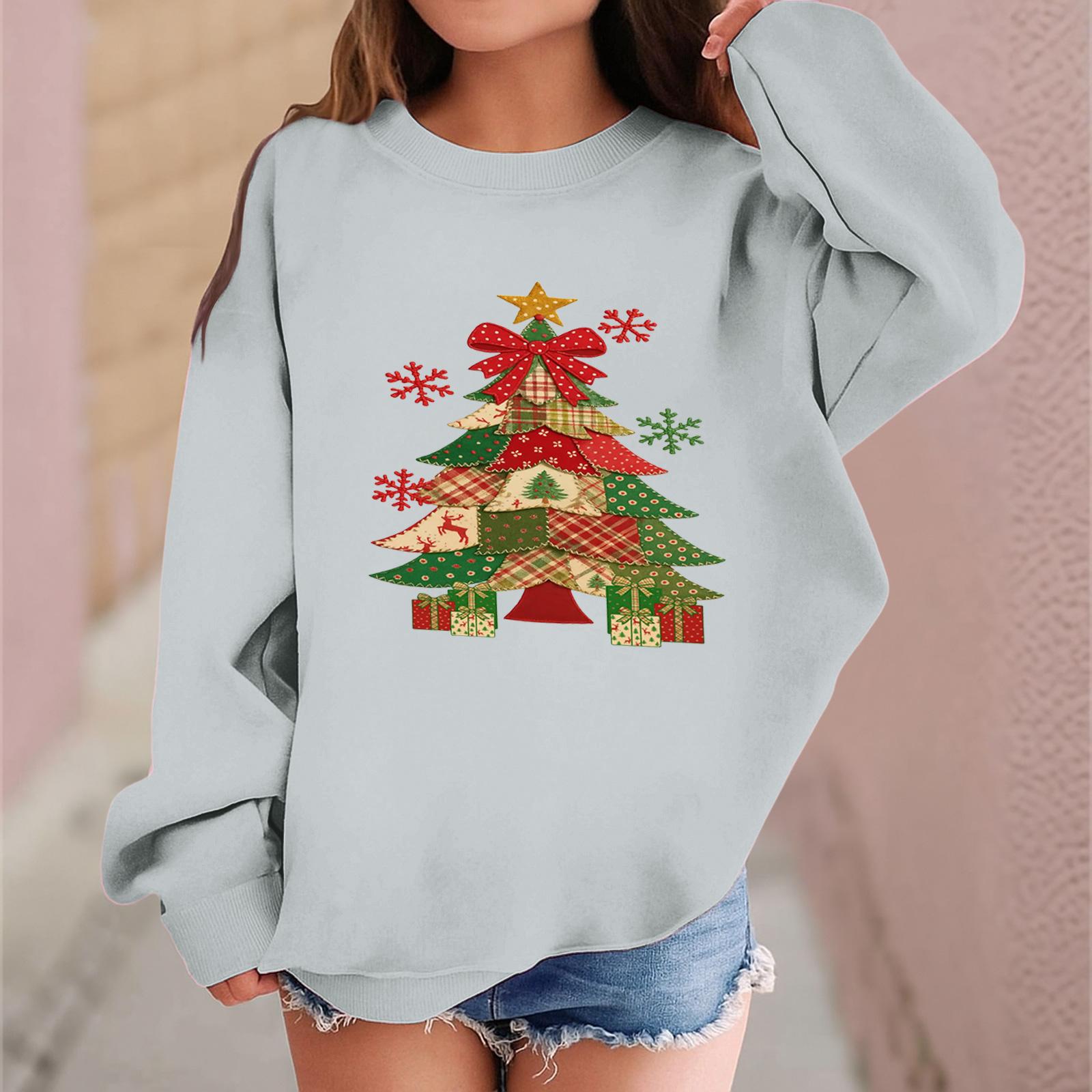 

Детский модный повседневный пуловер с длинными рукавами и свободного кроя с рождественским принтом 110