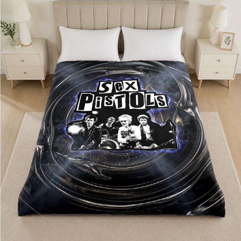 Sex Pistols Print Flannel Blanket Cozy Lightweight Plush Throw Blanket For Bed Sofa Household Use