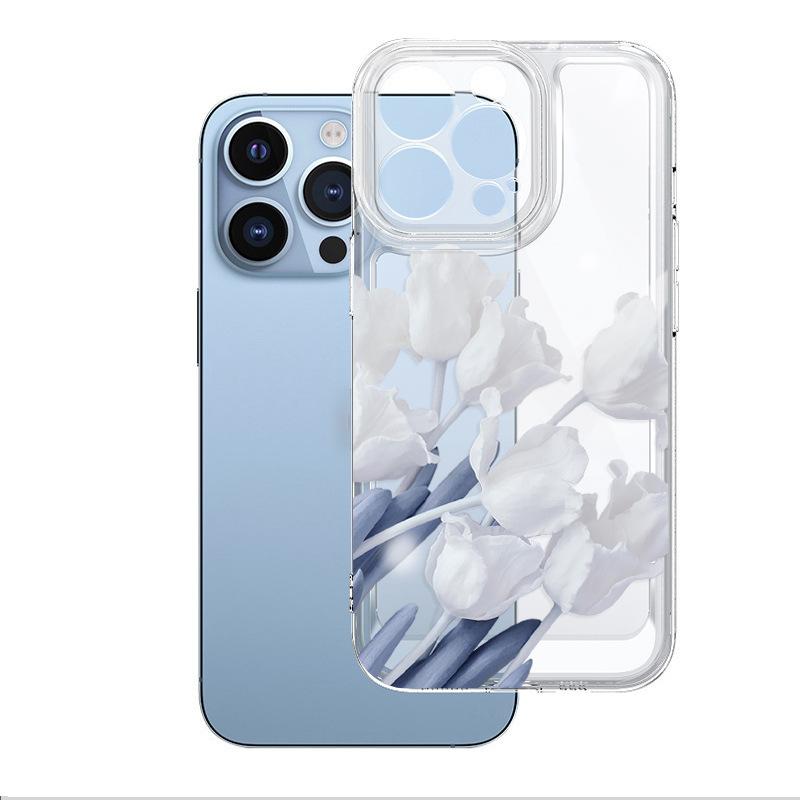 Summer Mobile Phone Case iPhone13 White Tulip Transparent Mobile Phone Case Apple 17pm Anti-drop Minimalist Temperament Model