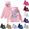 Ladies Fashion Casual Long Sleeve Printed Round Neck Hoodie Pullover Top With  Pockets