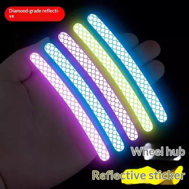 20 Strips Rainbow Bicycle Wheel Reflective Stickers Waterproof High Brightness For Night Bike Riding Safety