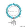 Evil Eye Charm Bracelets Owl Butterfly Starfish Braclets Lucky  Gift 8mm Synthetic Turquoise Stone Bracelet for Women Men