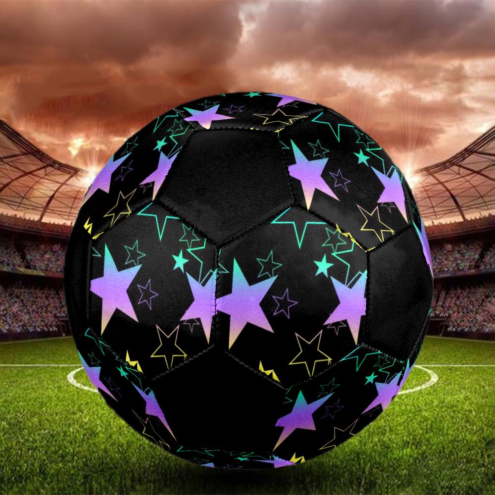 Colorful Pentagram Indoor Soccer Ball Colorful Machine Stitched PVC Size 5 Team Training Competition Ready Durable High-Bounce Cool Sports Gift